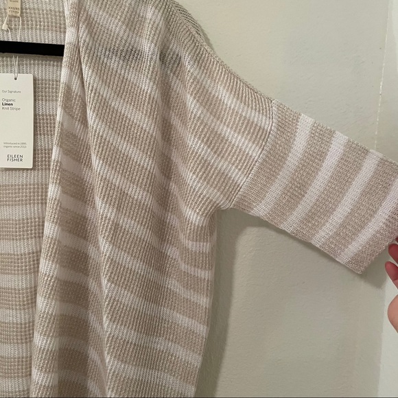 Eileen Fisher Striped Organic Linen Cardigan XS - Picture 3 of 10